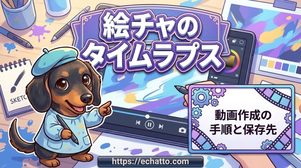 【絵チャのタイムラプス】動画作成の手順と保存先や画面録画のやり方