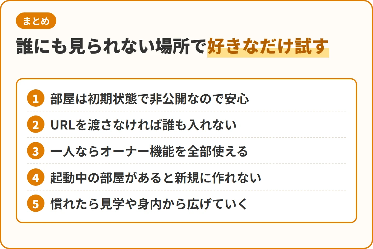 誰にも見られない場所で好きなだけ試す