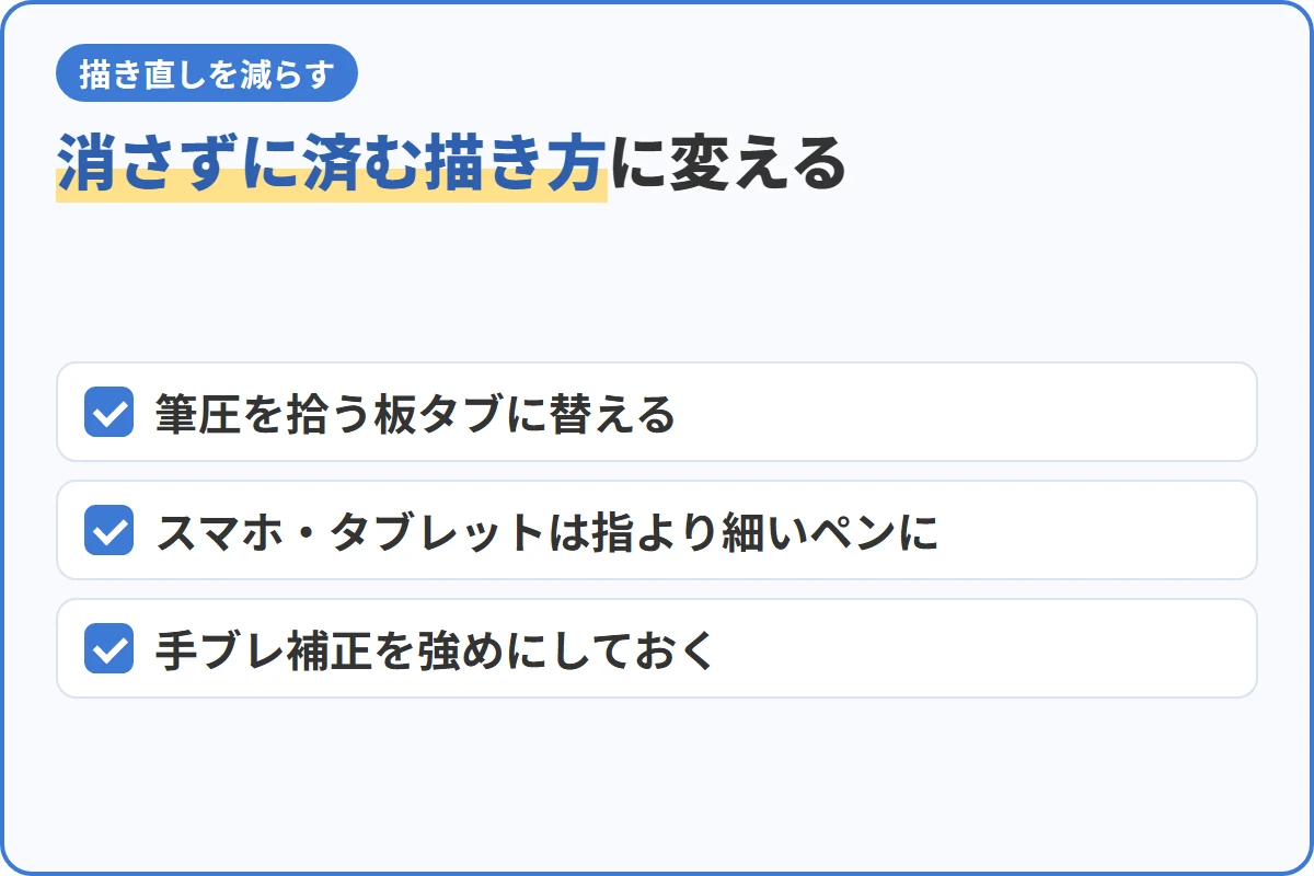 消さずに済む描き方に変える