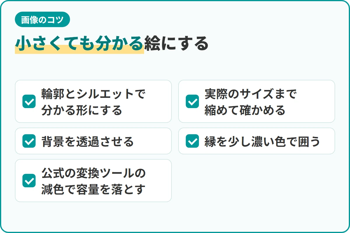 小さくても分かる絵にする