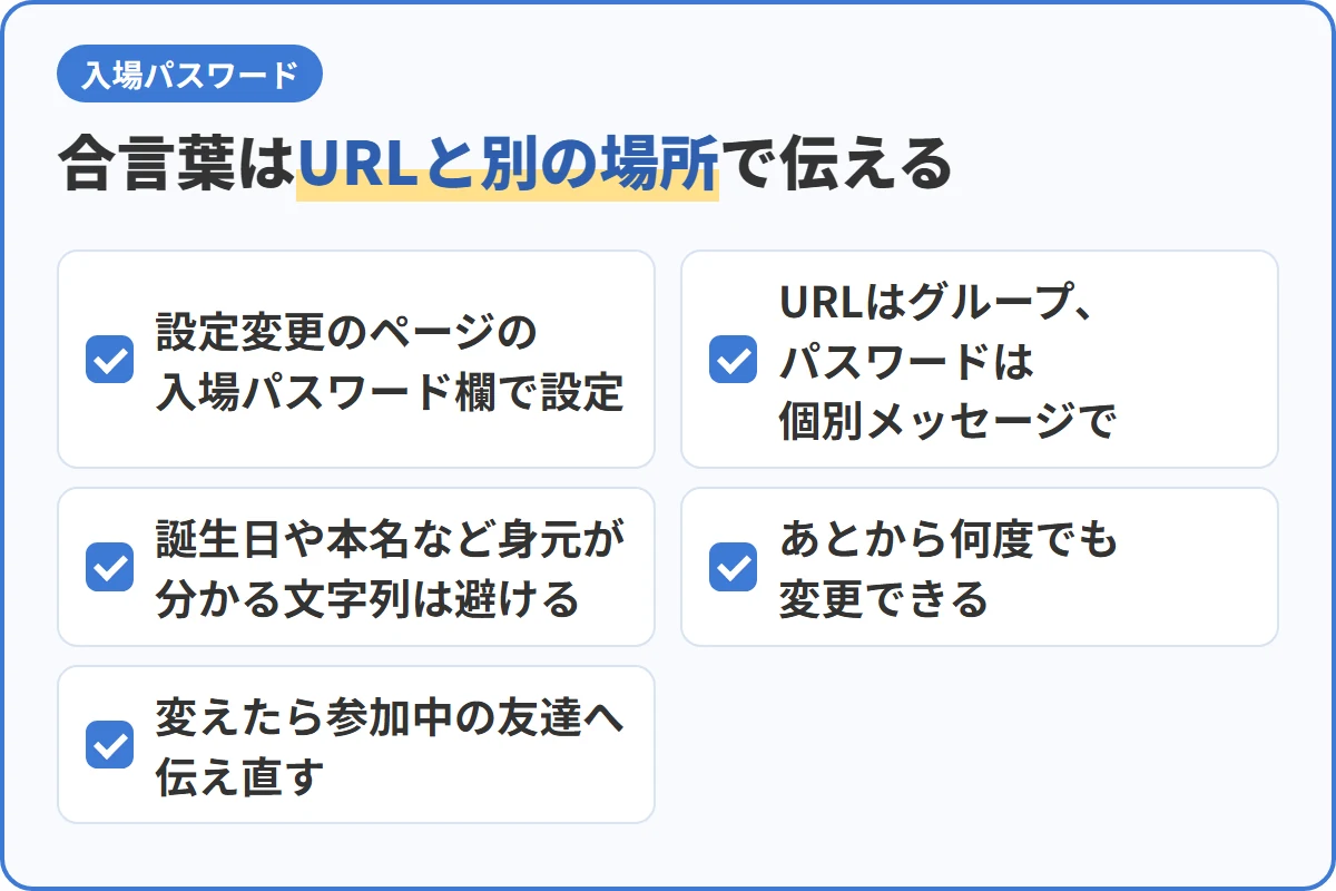 合言葉はURLと別の場所で伝える